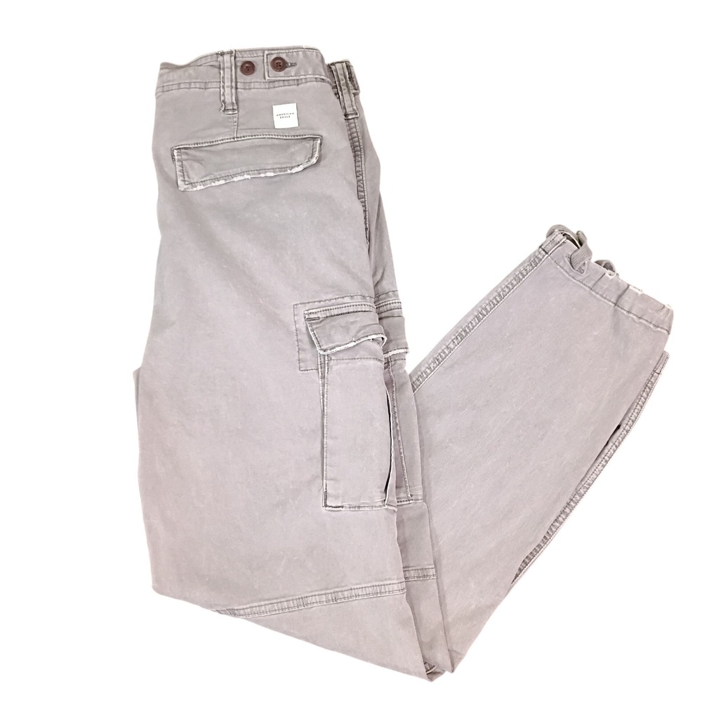American Eagle Slim Lived-In Cargo Pants Mens‎ 32x34 Fit 32x29 Gray Distressed